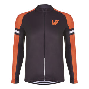 Men's Long Sleeve Cycling Jersey - Black & Orange