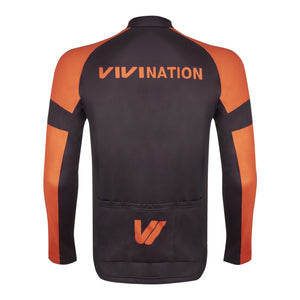 Men's Long Sleeve Cycling Jersey - Black & Orange