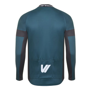 Men's Long Sleeve Half & Half Cycling Jersey - Green/White